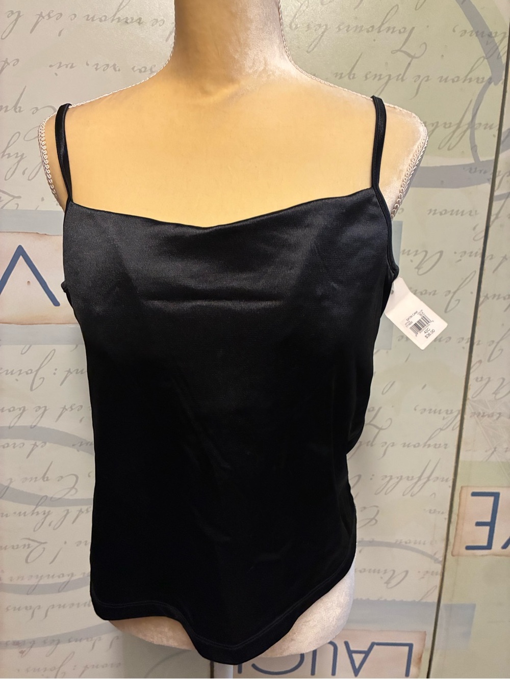 Black Satin Camisole SZ 42C w Bra inside nwt